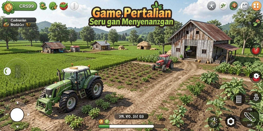 Screenshot menunjukkan gameplay pertanian yang menarik di CRS99.