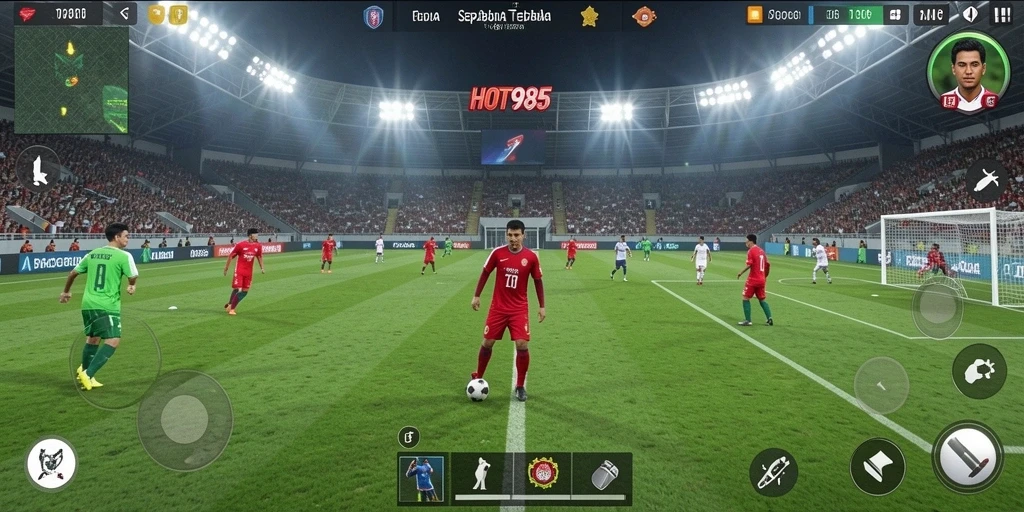 Tampilan gameplay menegangkan dalam pertandingan sepak bola.