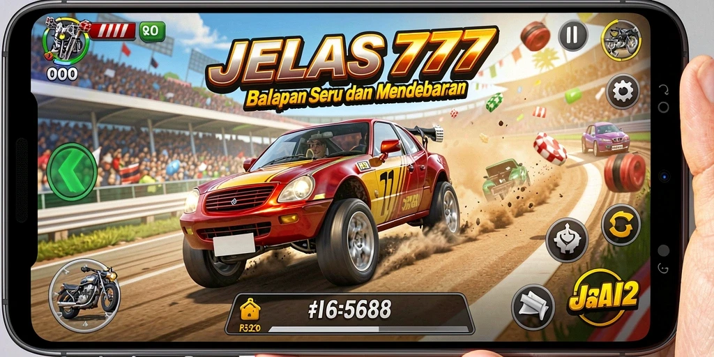 Tampilan gameplay seru di JELAS777 dengan aksi balapan yang mendebarkan.