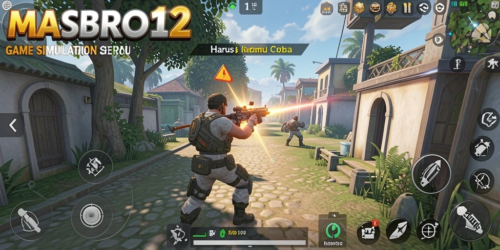Tampilan utama gameplay MASBRO12 dengan grafik yang menawan.