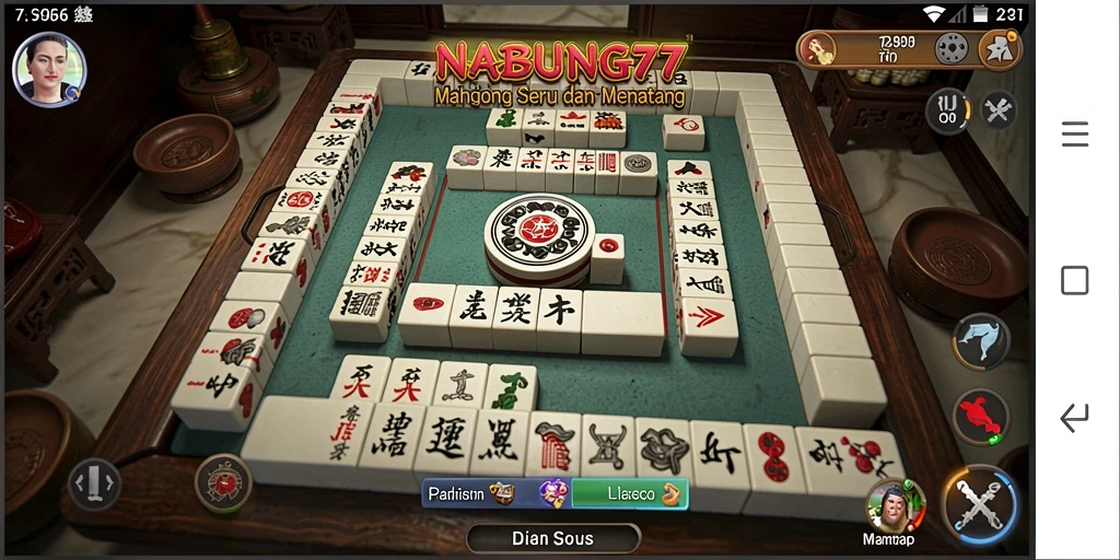 Tangkapan layar menunjukkan gameplay seru dari permainan Mahjong.