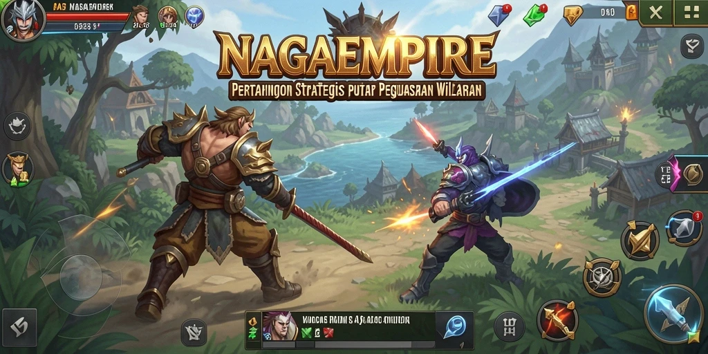Gameplay NAGAEMPIRE yang menampilkan taktik dan strategi mendalam.