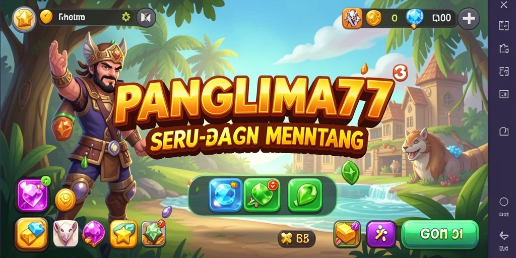Screenshot utama gameplay PANGLIMA77 dengan tantangan Match-3 yang menawan.