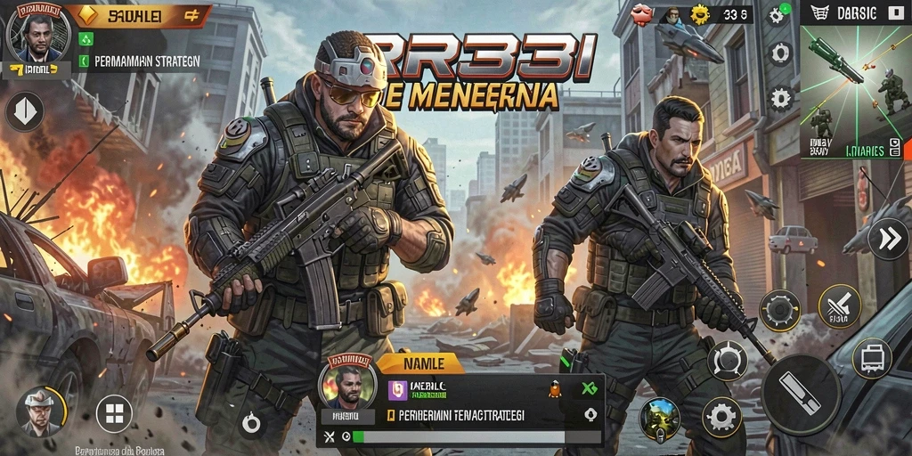 Screenshot gameplay RR33 yang menampilkan strategi perang yang intens.
