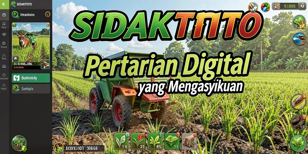Screenshot gameplay SIDAKTOTO menampilkan ladang yang indah dan tanaman yang subur.
