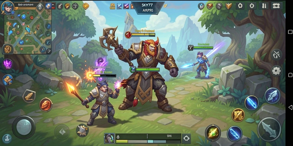 Tangkapan layar gameplay menarik dari SKY77 yang menunjukkan pertarungan epik.