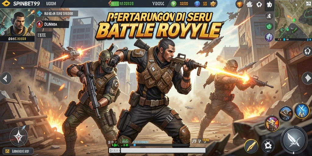 Tangkapan layar SPINBET99 menampilkan aksi Battle Royale yang intens.